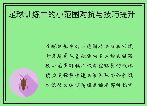 足球训练中的小范围对抗与技巧提升